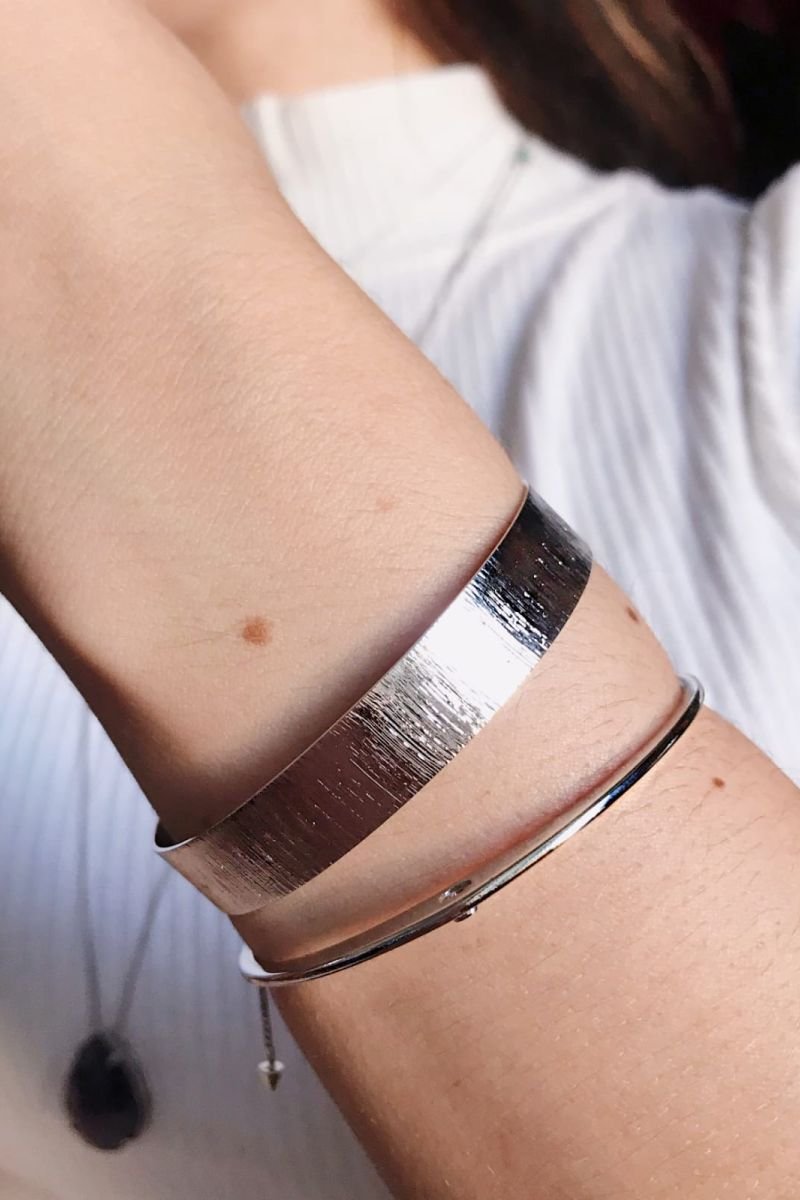 Bracelete Chapa Escovado Prateado
