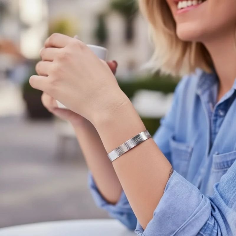 Bracelete Chapa Escovado Prateado