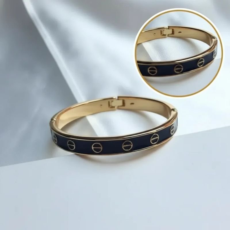 Bracelete com pintura em resina cor Preta
