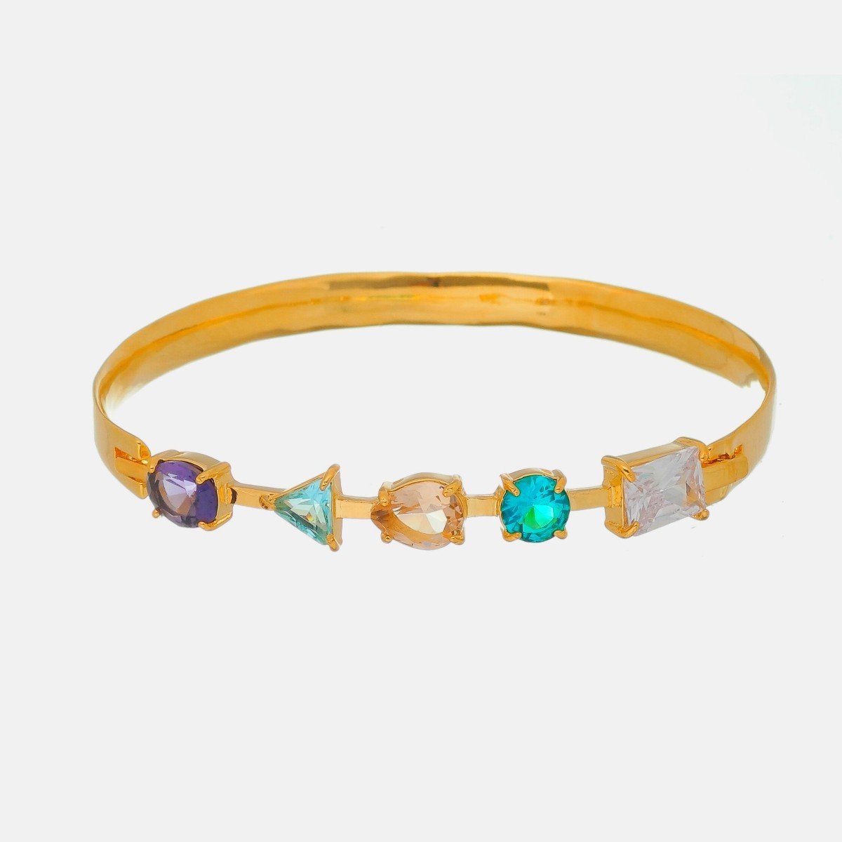 Bracelete Pedras Coloridas Folheado a ouro