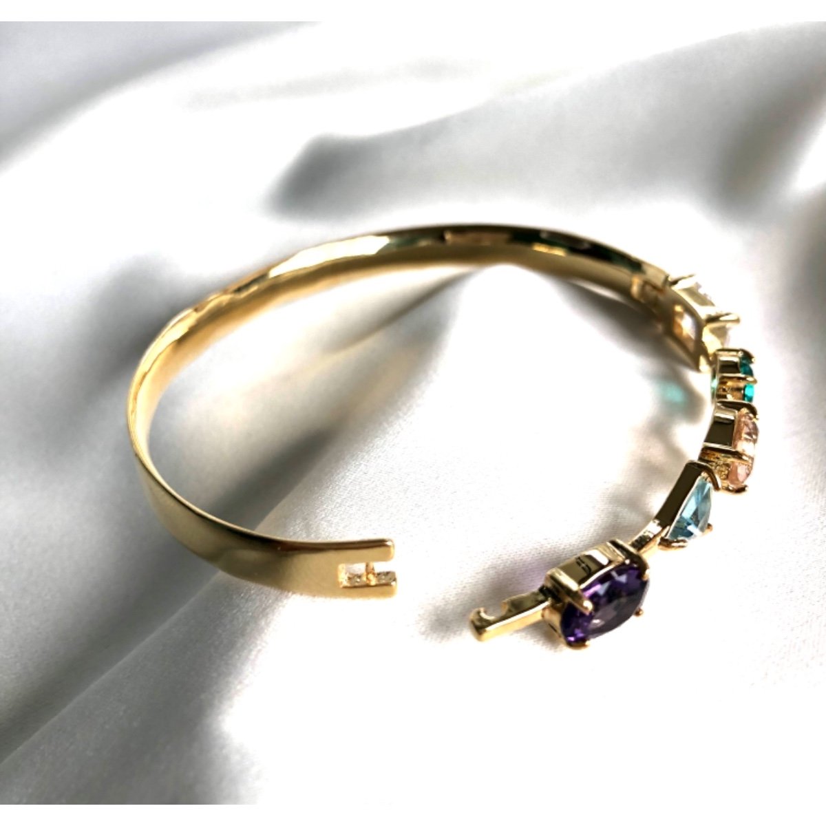 Bracelete Pedras Coloridas Folheado a ouro