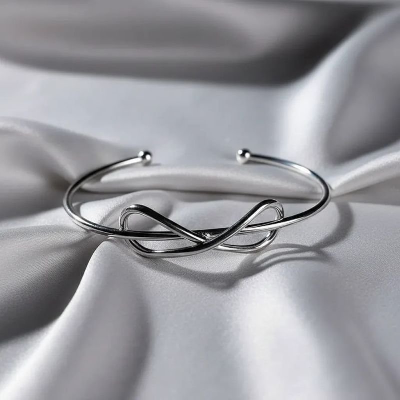Bracelete Simbolo do Infinito Folheado A Ródio Branco