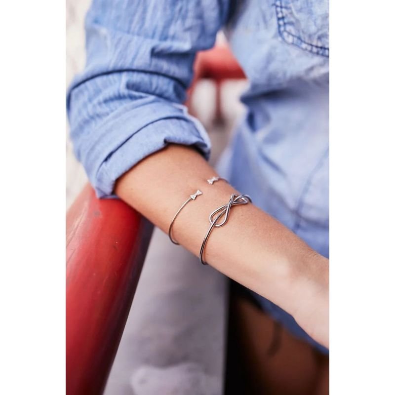 Bracelete Simbolo do Infinito Folheado A Ródio Branco