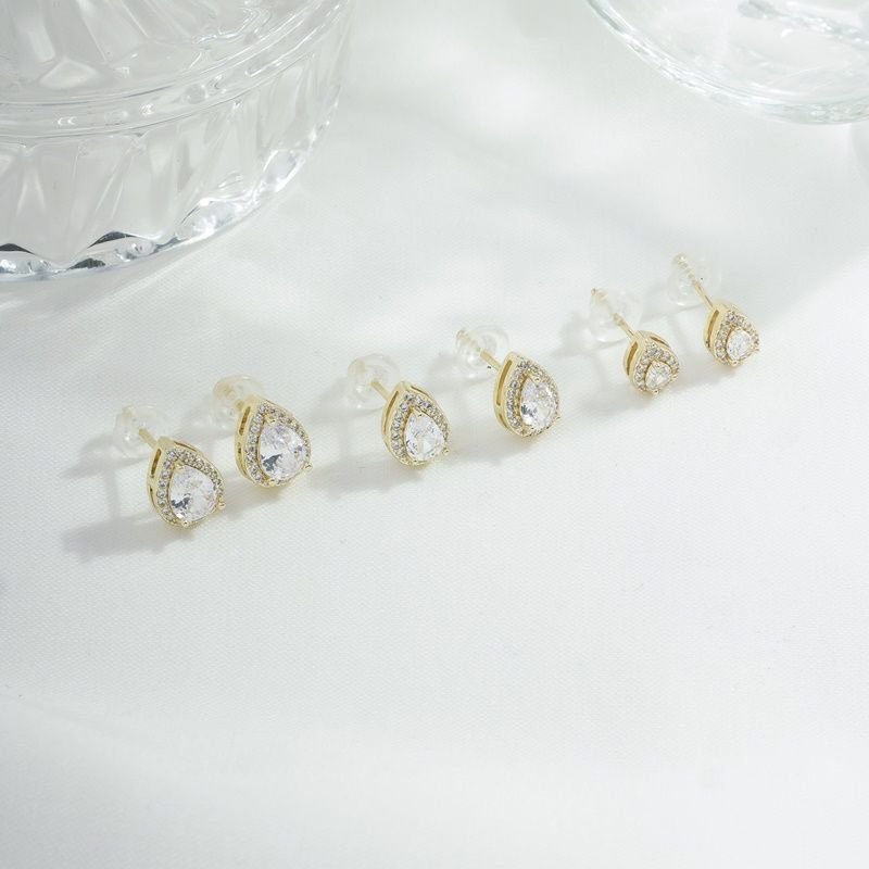 Brinco 3 pares gota cristal Dourado