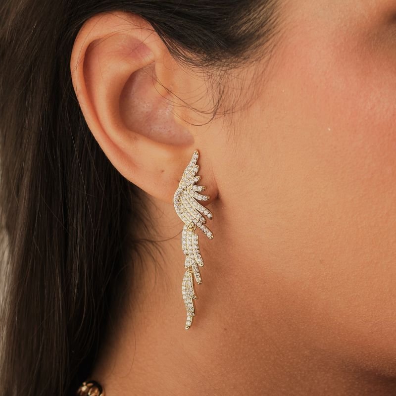 Brinco Asa longa prateado