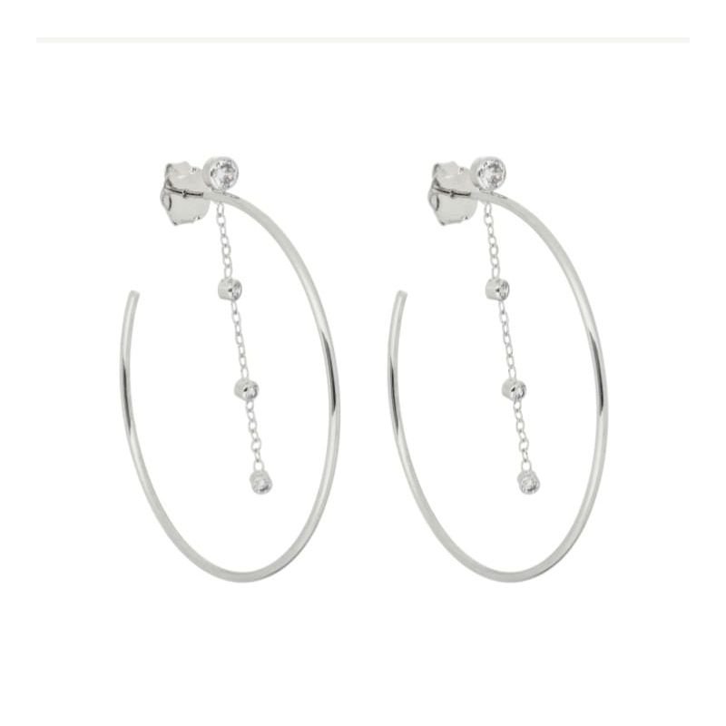 Brinco Argola Fio de Zircônias Folheado à Ródio