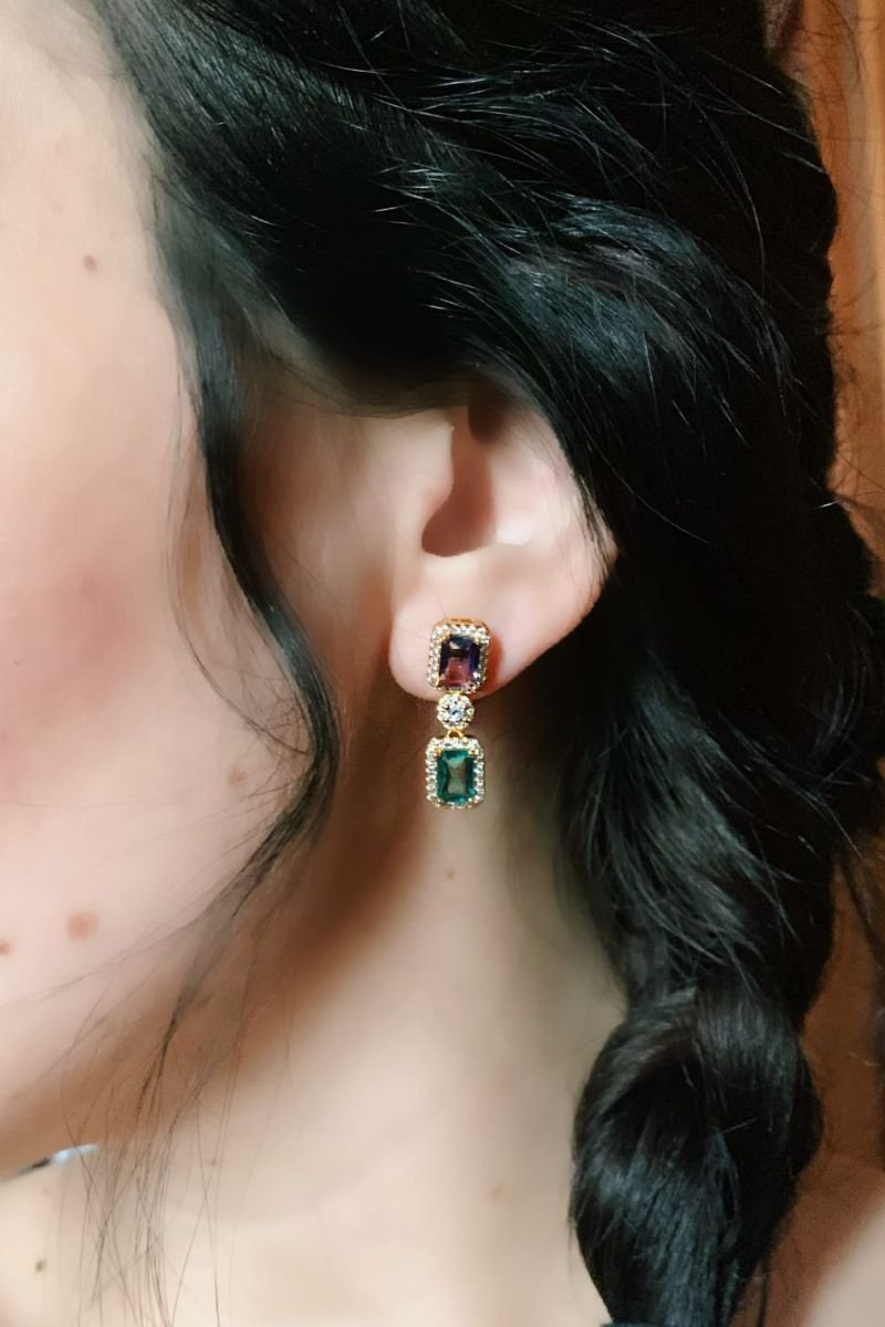 Brinco Cores Com Zircônia Folheado A Ouro