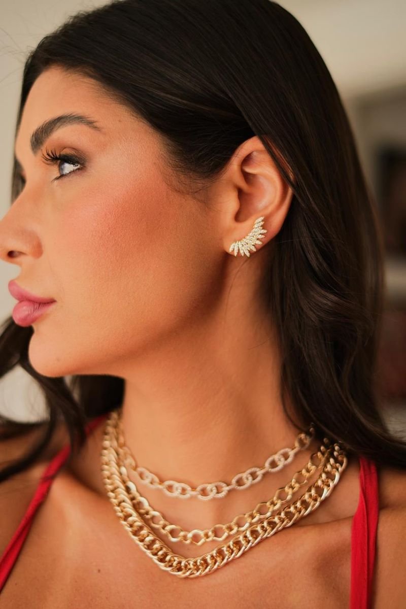 Brinco de zirconia para Lobulo Dourado