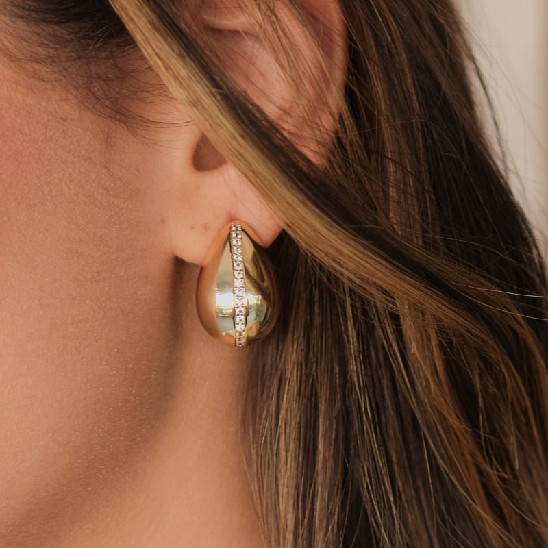 Brinco Gota com zirconia Prateado