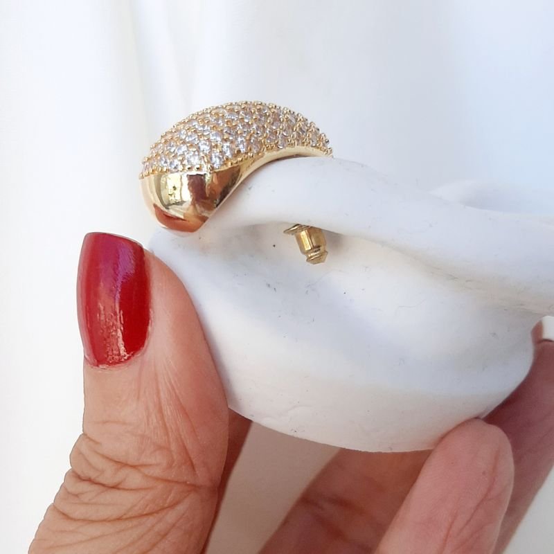 Brinco Gota Cravejada Dourado