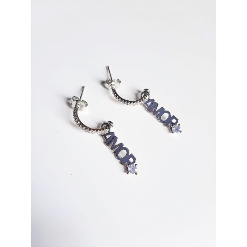 Brinco Mini Argola Amor Ródio