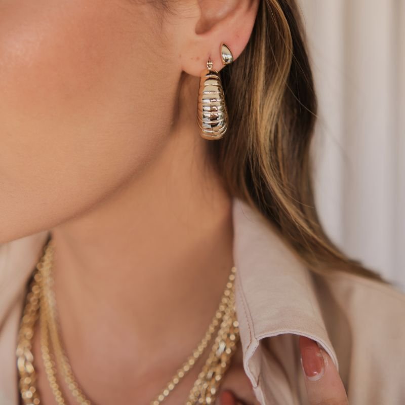 Brinco Oco Eletroformação Prateado