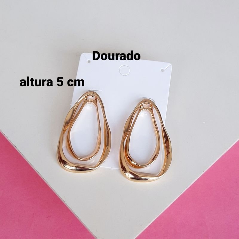 Brinco Oval duplo Dourado