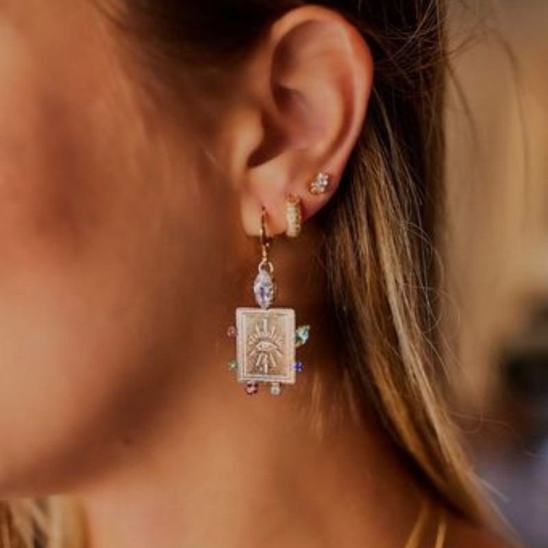 Brinco Quadrado Olho Grego