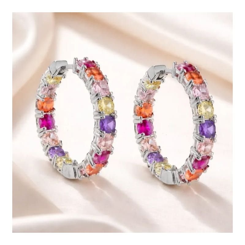 Brinco Riviera Colorido Prateado