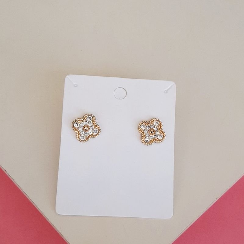 Brinco Trevo zirconia-Dourado