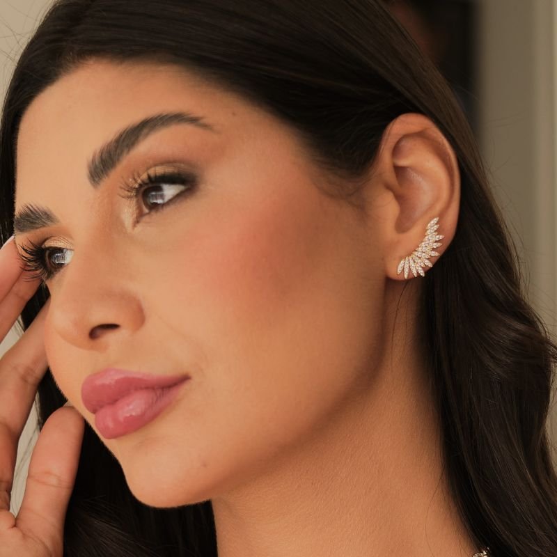 Brinco de zirconia para Lóbulo Prateado