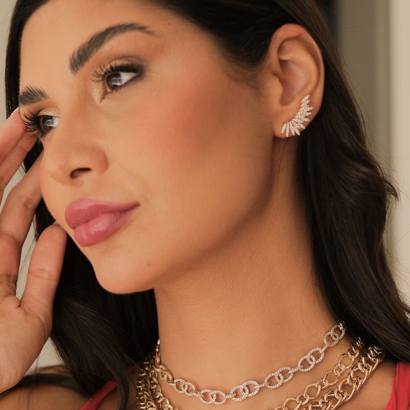 Brinco de zirconia para Lóbulo Prateado