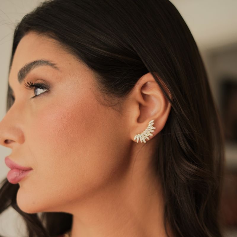 Brinco de zirconia para Lobulo Dourado