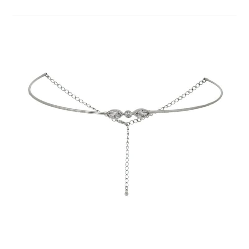 Choker Aro Três Zircônias Folheada A Ródio