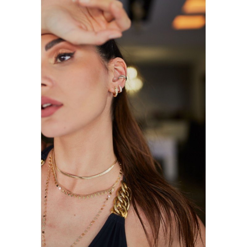 Choker Chapinha com Corrente Fita Folheada ouro 18 k em Ouro
