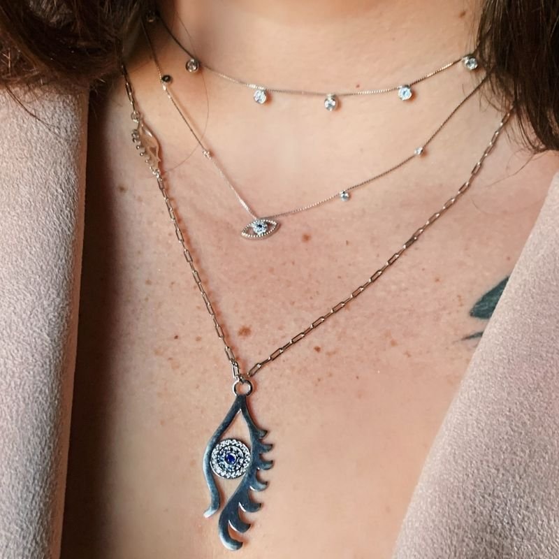 Choker Sete Zircônias Folheada a Ródio