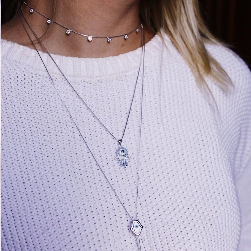 Choker Sete Zircônias Folheada a Ródio