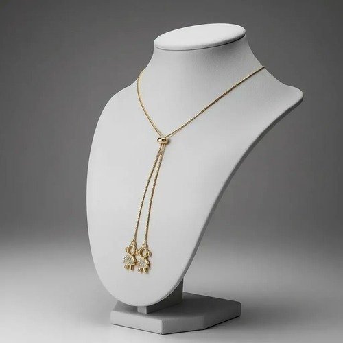 Colar 2 Meninas Gravata banhado a Ouro 18k