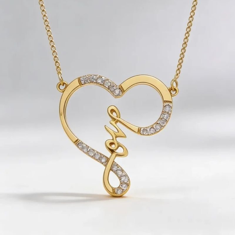 Colar Coração Love Dourado
