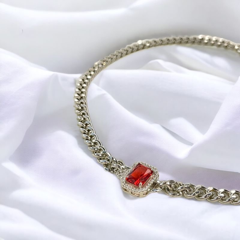 Colar corrente Pedra vermelha