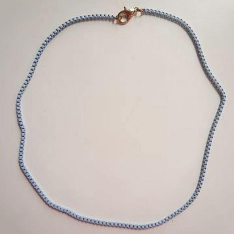 Colar Corrente Veneziana Color Média Azul Bebê 45cm