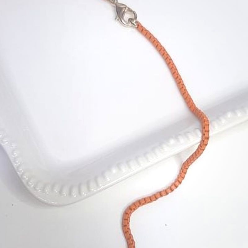 Colar Corrente Veneziana Color Média Laranja 45cm