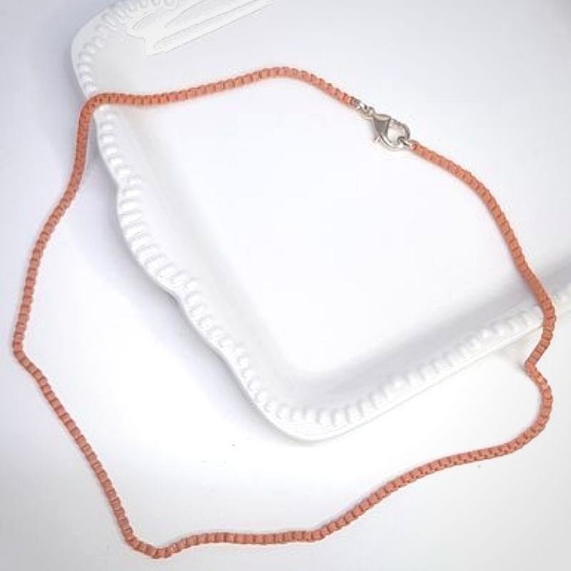 Colar Corrente Veneziana Color Média Laranja 45cm