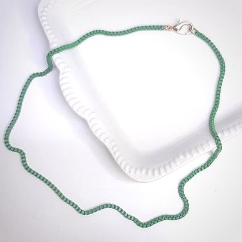 Colar Corrente Veneziana Color Média Verde 45cm