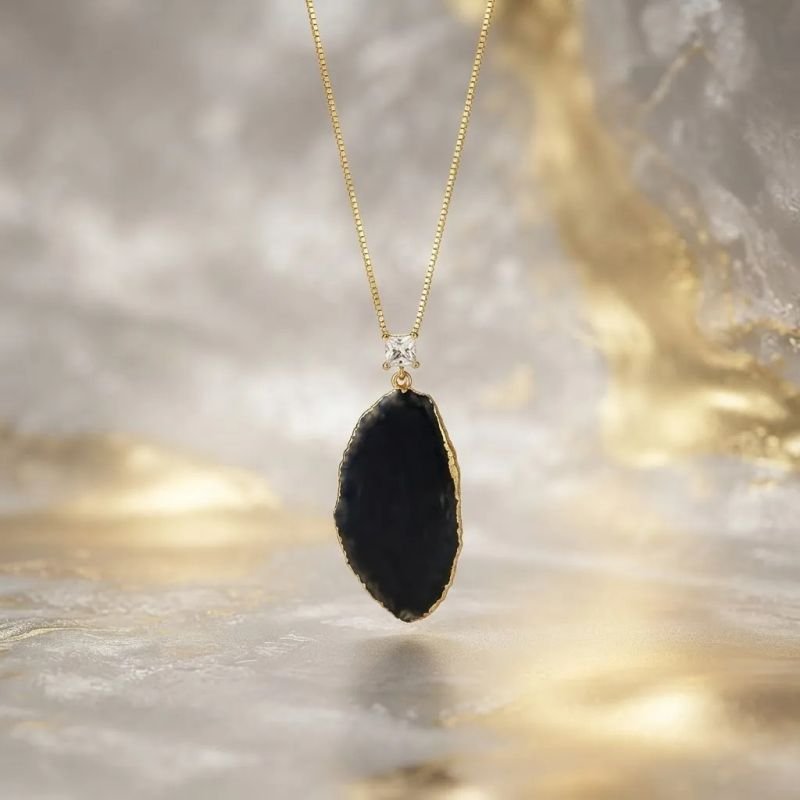 Colar de Pedra Agata com Zirconia
