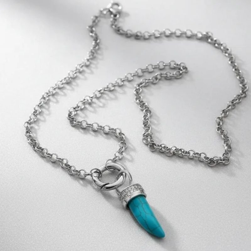 Colar Dente Turquesa Boho Chic