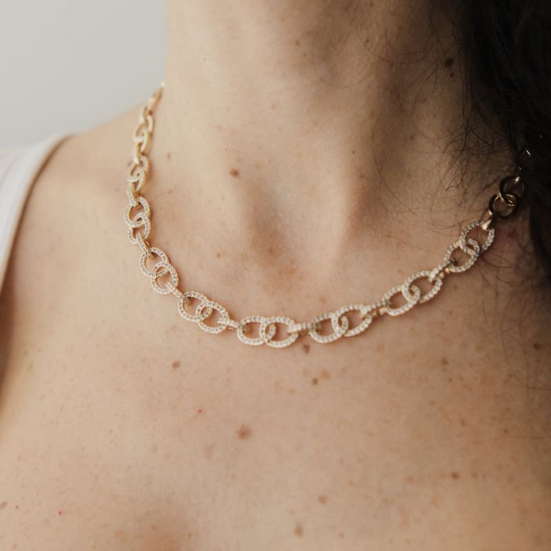 Colar Elos Cravação Zirconia