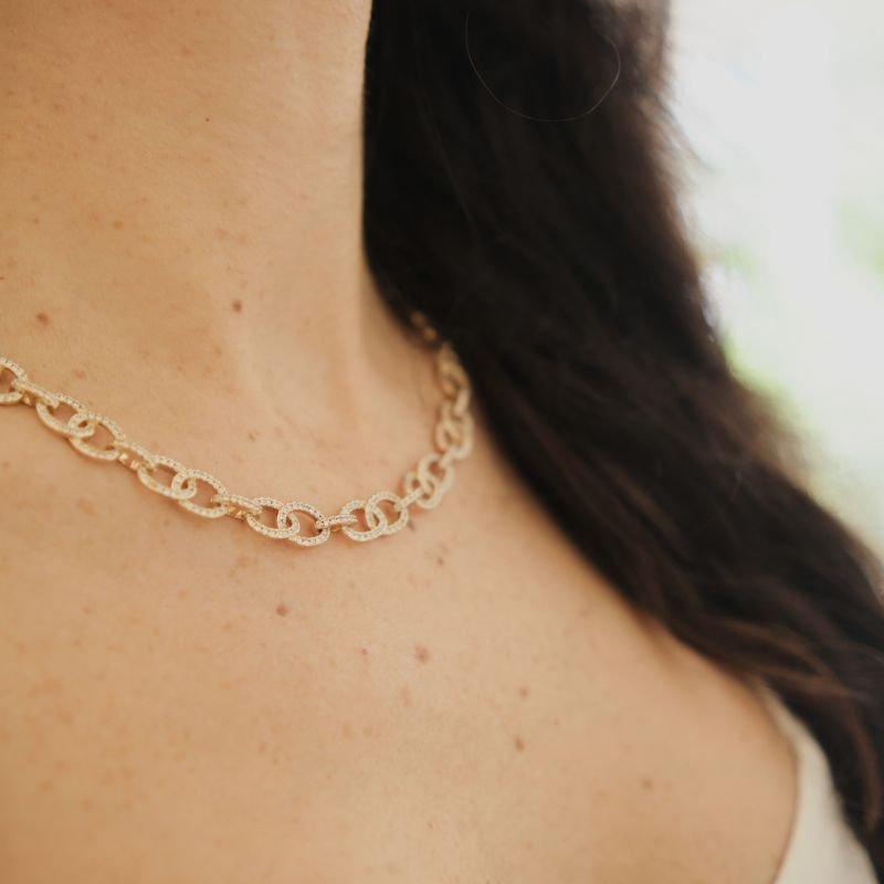 Colar Elos Cravação Zirconia