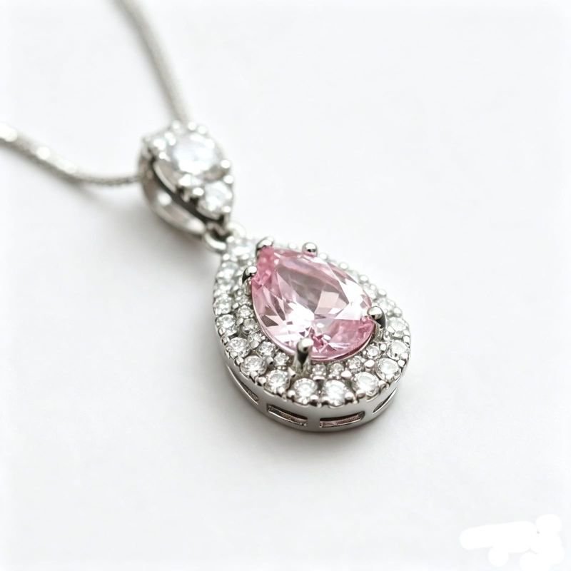 Colar Gota Contorno Zirconias Rosa