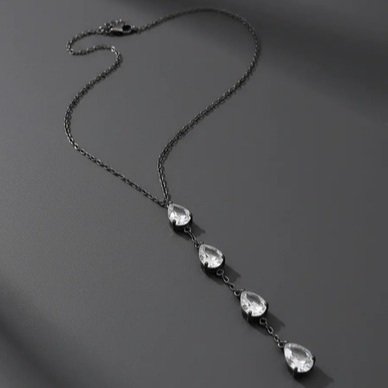 Colar Gravata Gotas Rodio Negro