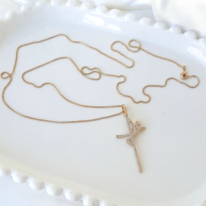 Colar Longo Fé Cravejado