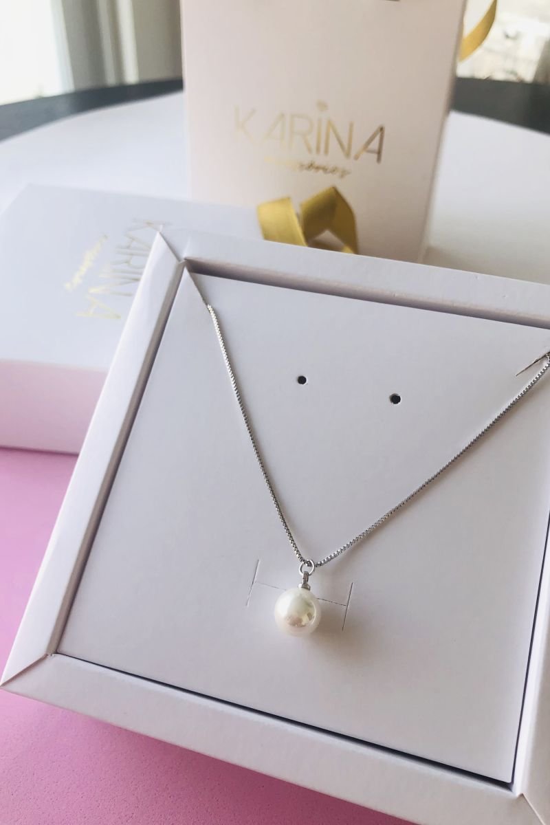 Colar Pérola Folheado A Ródio