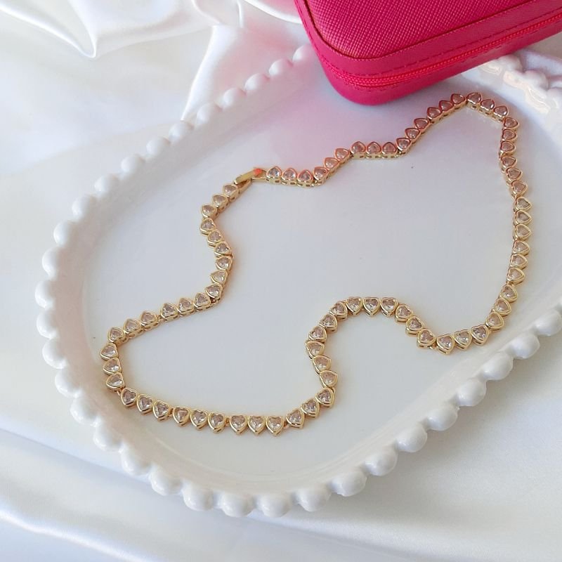 Colar Riviera Coração Dourado
