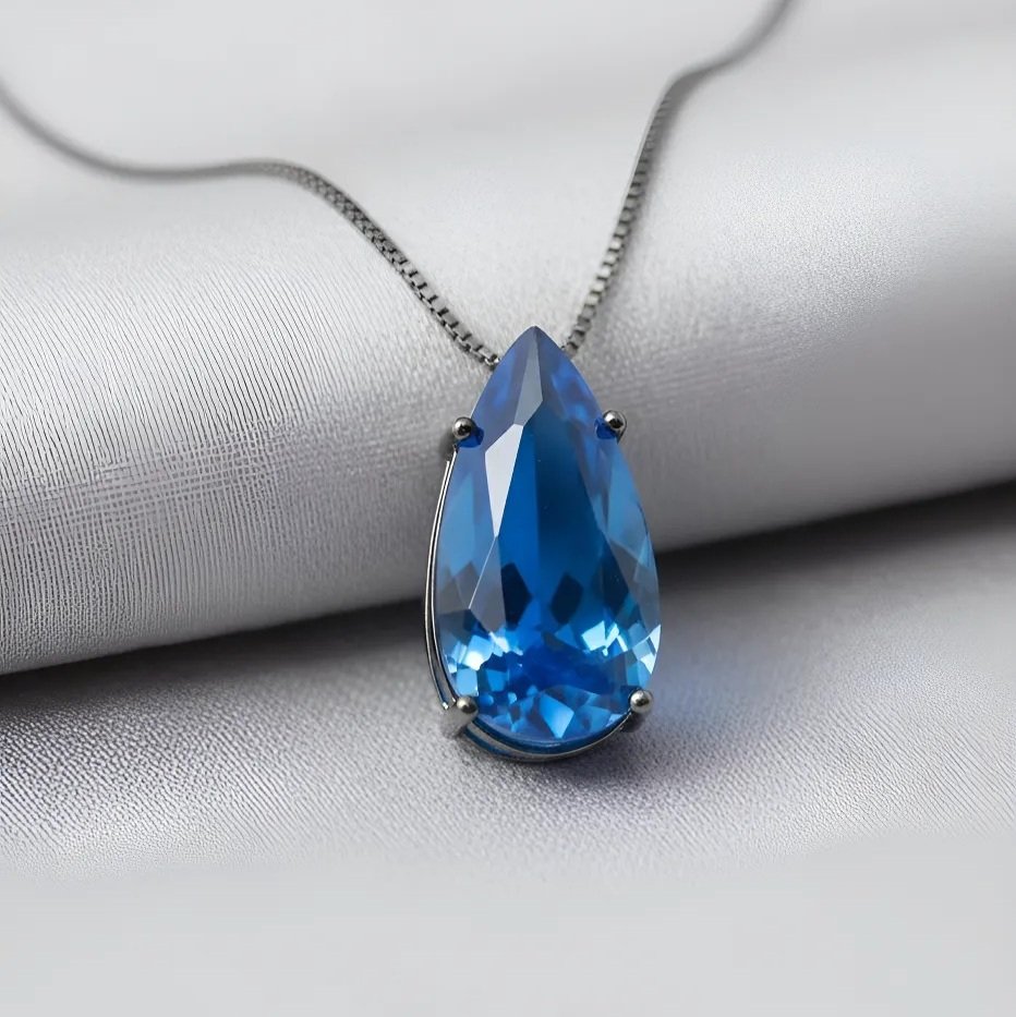 Colar Rodio Negro Com Pedra Azul