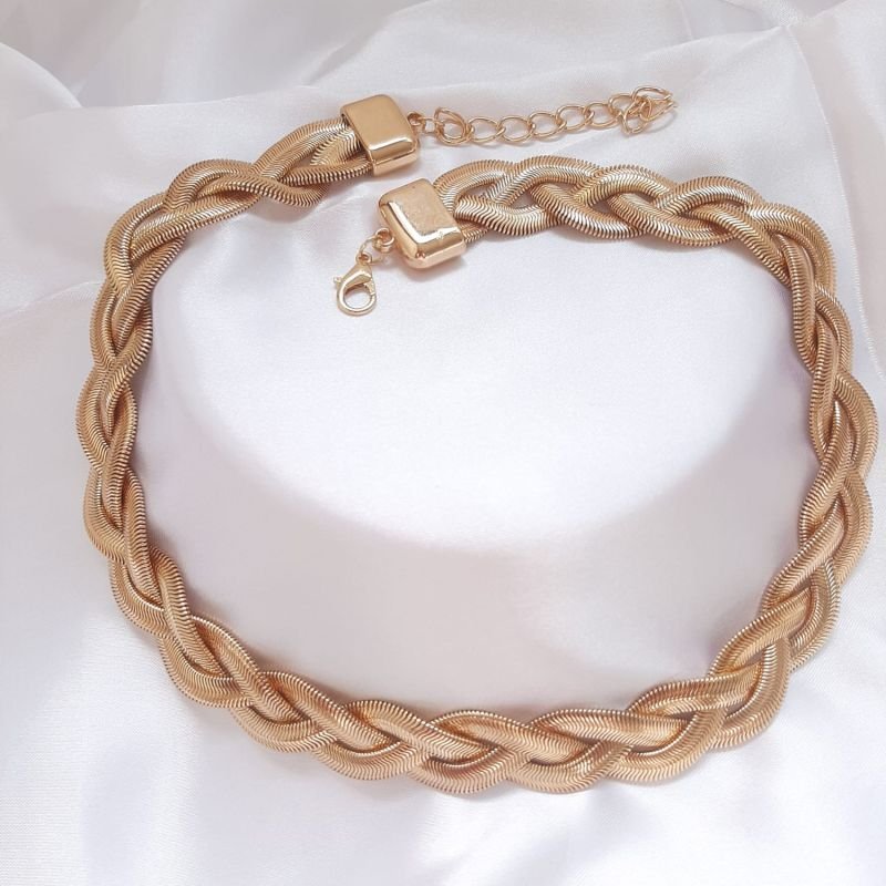 Colar Trança Dourado