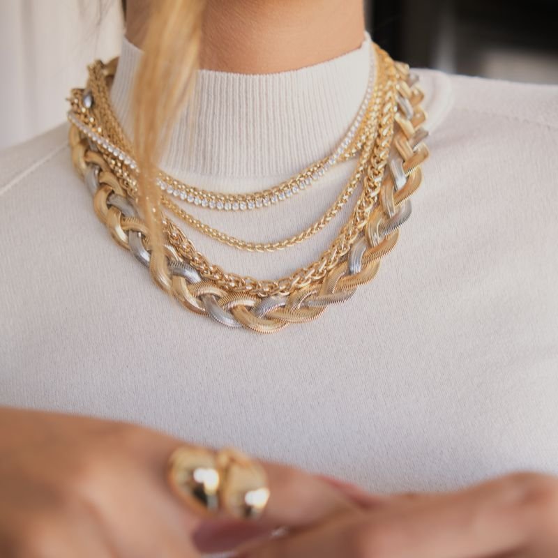 Colar Trança Dourado