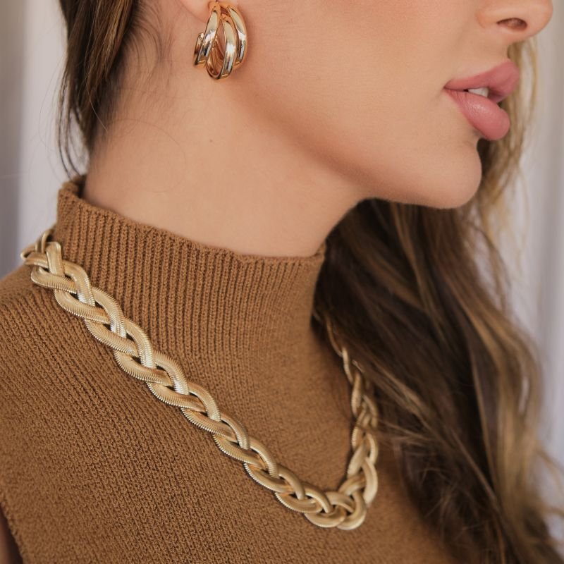 Colar Trança Dourado