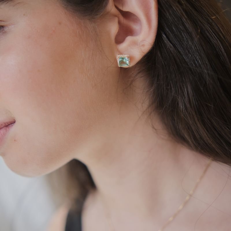 Conjunto Colar e Brinco Cristal Turmalina Paraiba