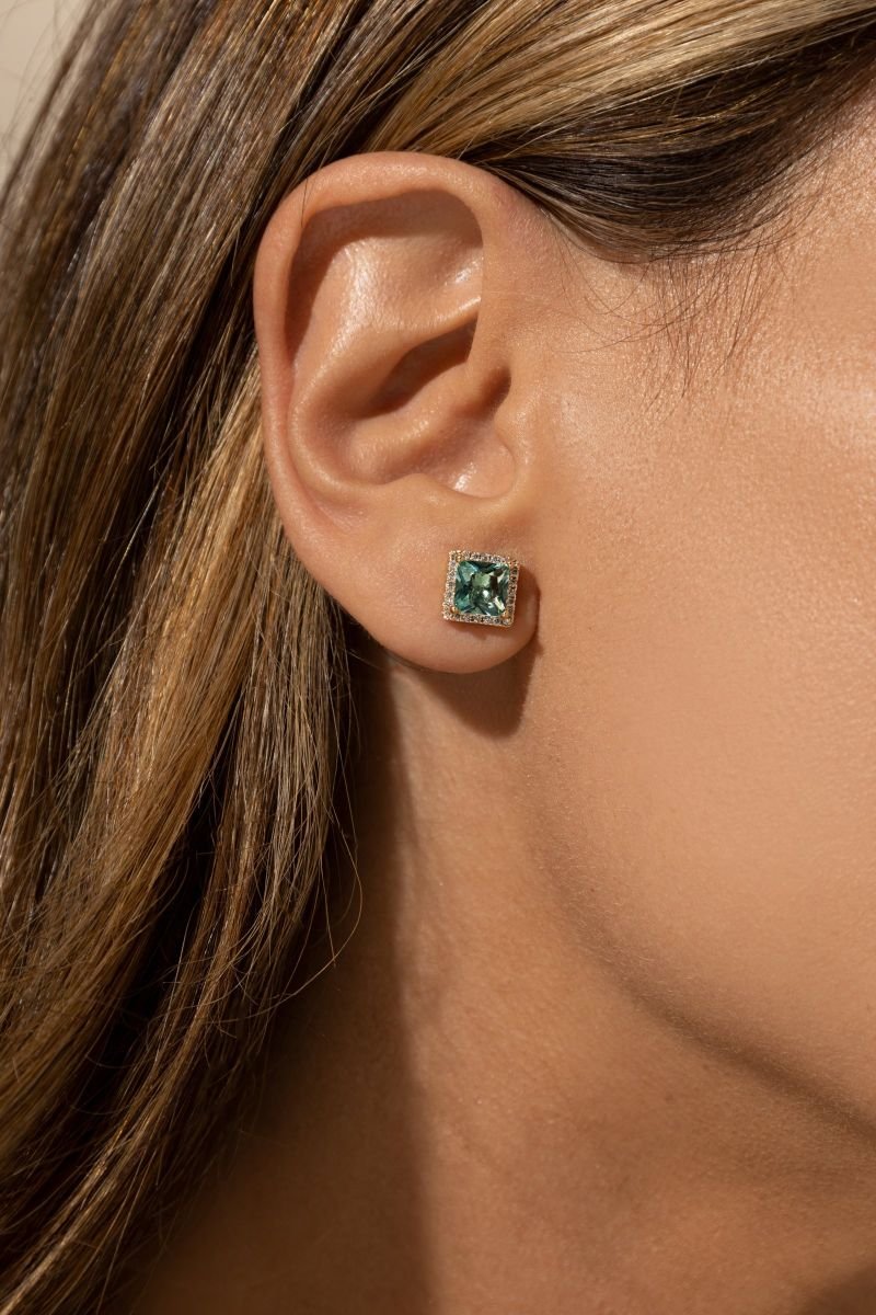 Conjunto Colar e Brinco Cristal Turmalina Paraiba