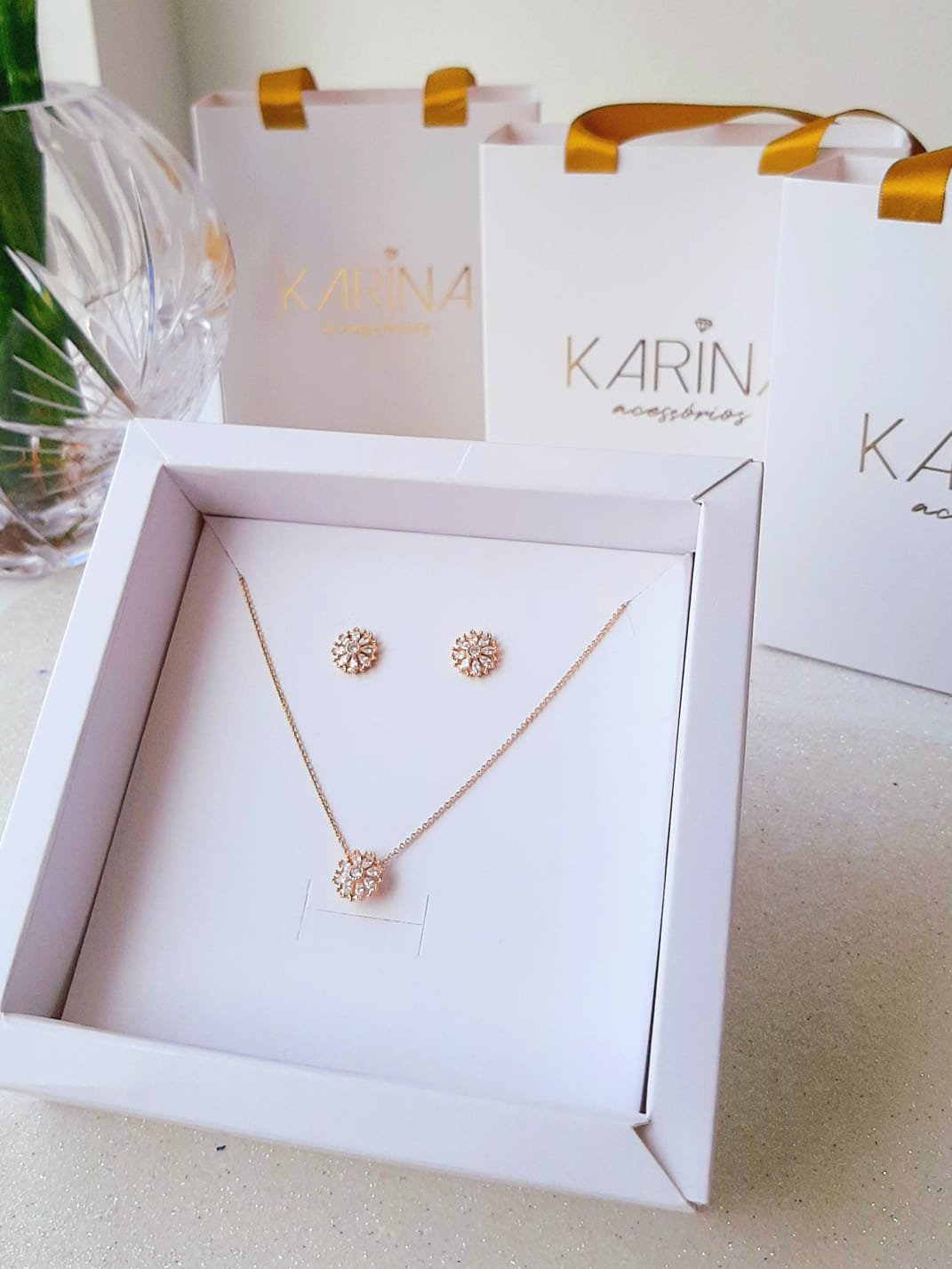 Conjunto Colar e Brinco Flor Imperial